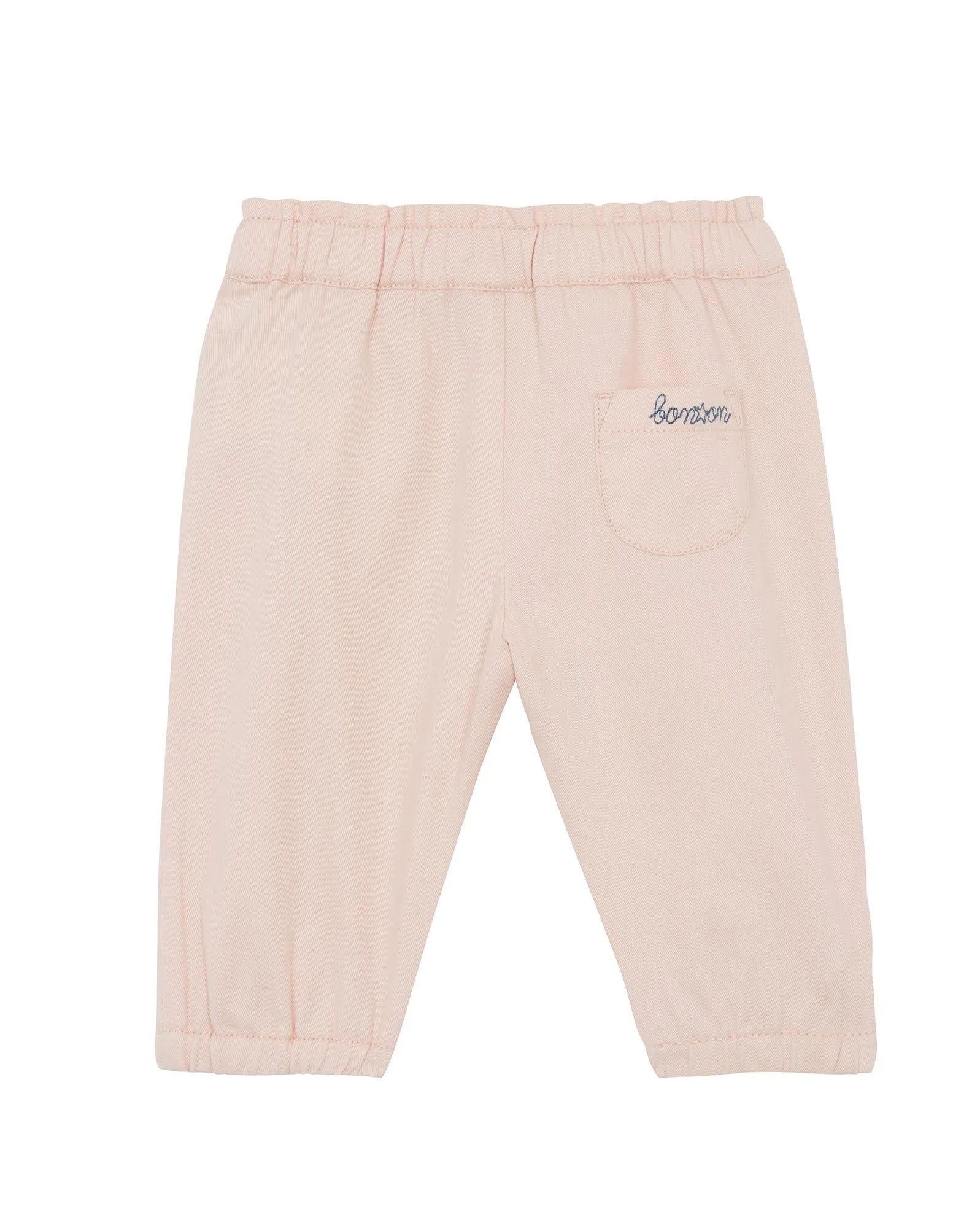 Pantalon Biscotte Rose Bébé En Twill 100% Coton Gratté